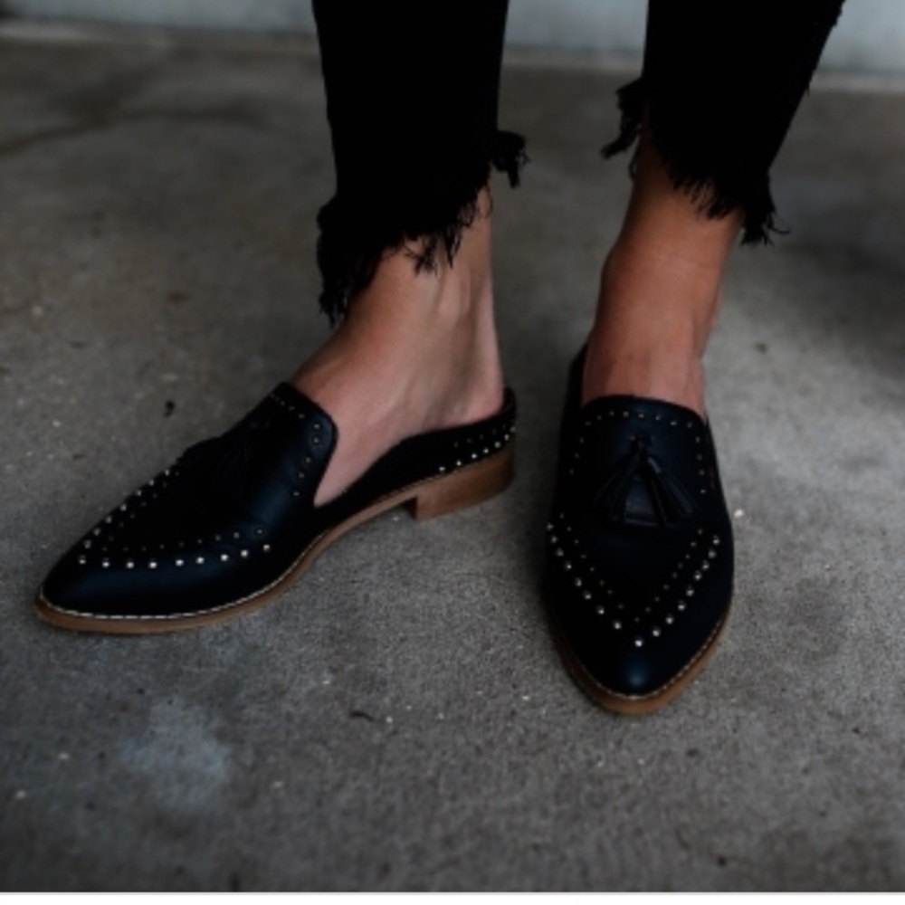 Vici Collection- Black Aldine studded loafers